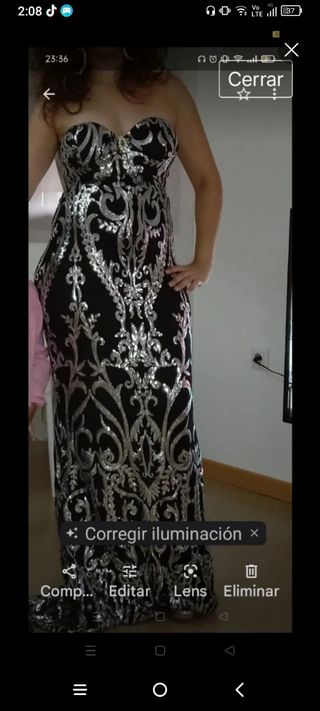 Vestido Fiesta Negro y Plata