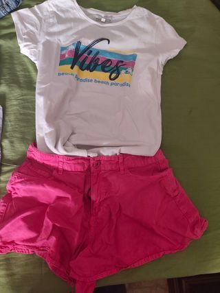 Completo bimba: maglietta e shorts rosa