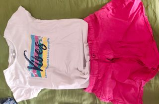 Completo bimba: maglietta e shorts rosa