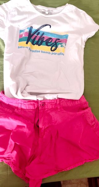 Completo bimba: maglietta e shorts rosa