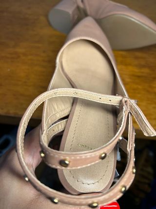 Sandalias Anne Klein beige tacón - nuevas