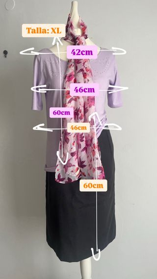 Conjunto falda y blusa morado