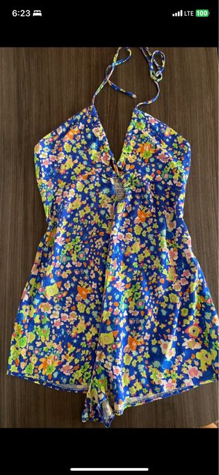Mono corto azul estampado