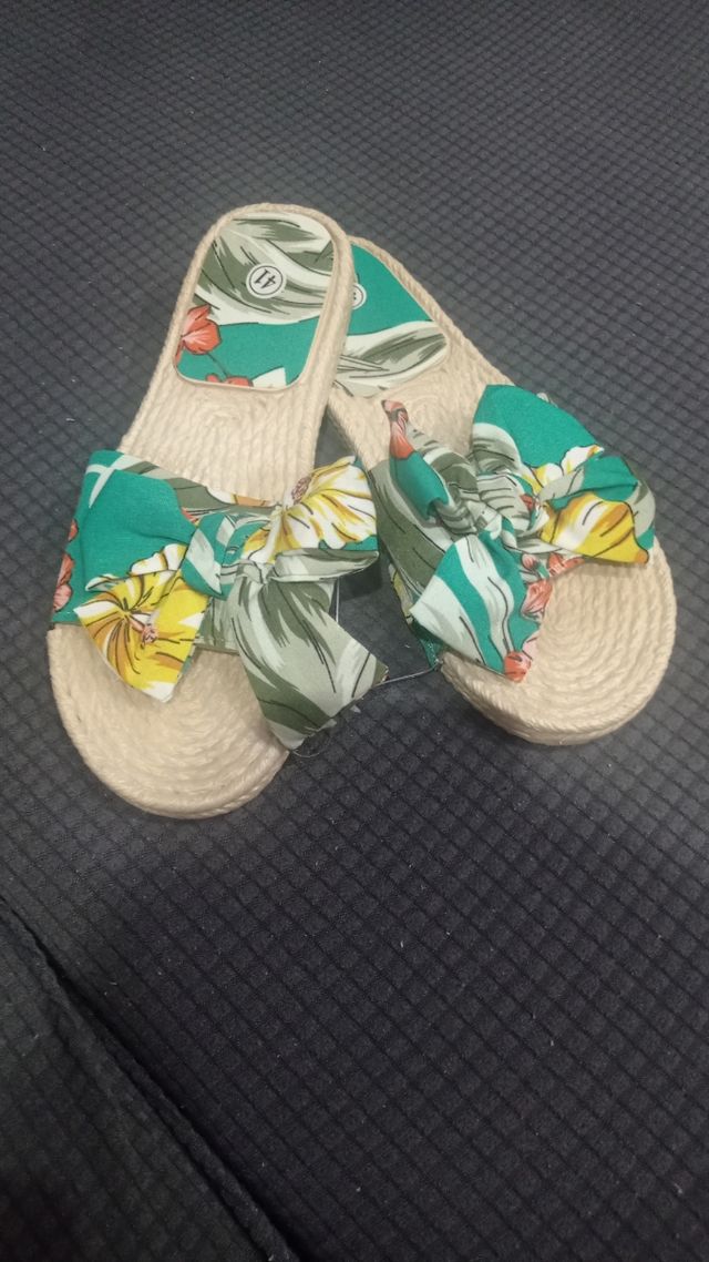 Chanclas playa verano - beige, verde
