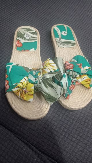 Chanclas playa verano - beige, verde