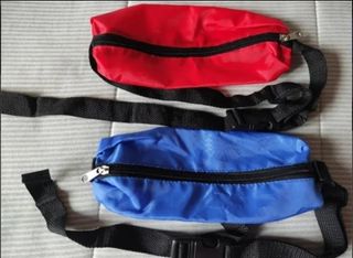 2 Riñoneras tela - Azul y Roja