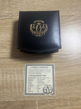 Moneda Oro Ruanda 2025 Serpiente 1oz