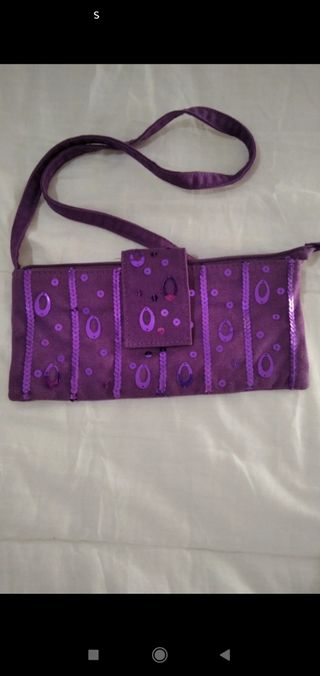 Bolso morado lentejuelas fiesta