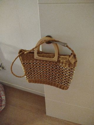 Bolso playa beige y marrón