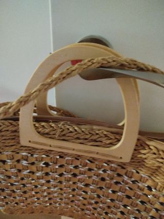 Bolso playa beige y marrón