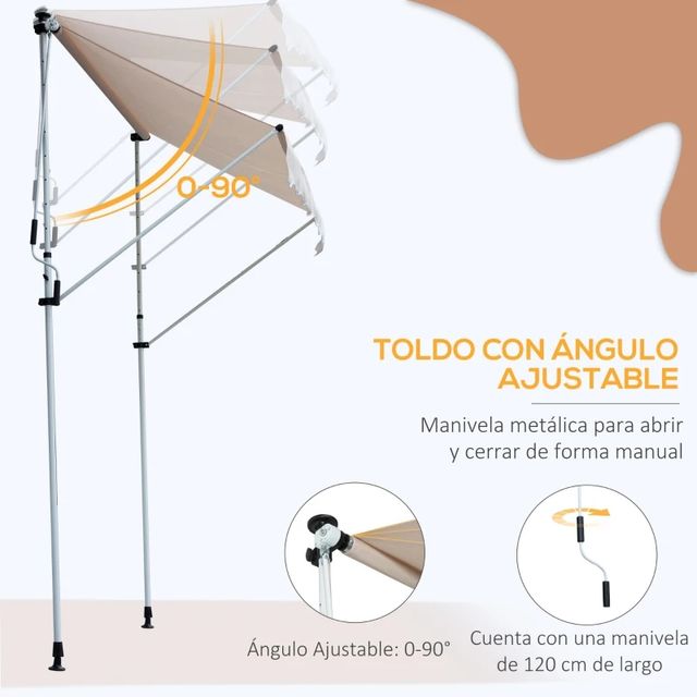 Toldo manual retráctil beige