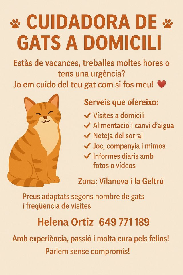 Cuidadora de gats a domicili// Cuidadora de gatos.