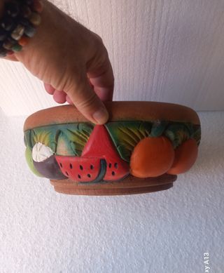 Centrotavola frutta legno dipinto