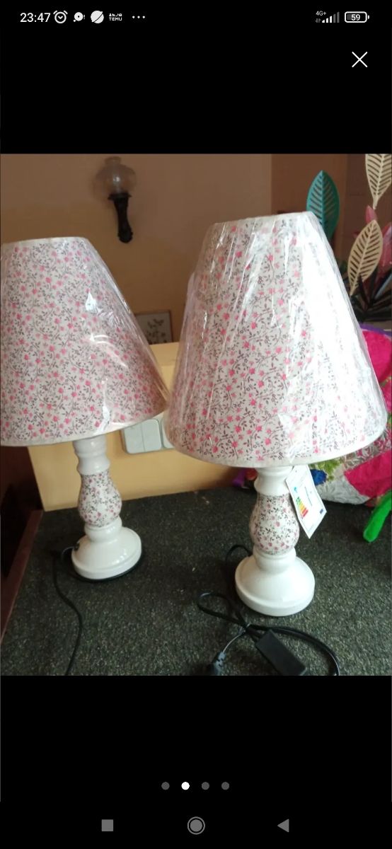 2 Lampade da tavolo - Rosa e Bianco