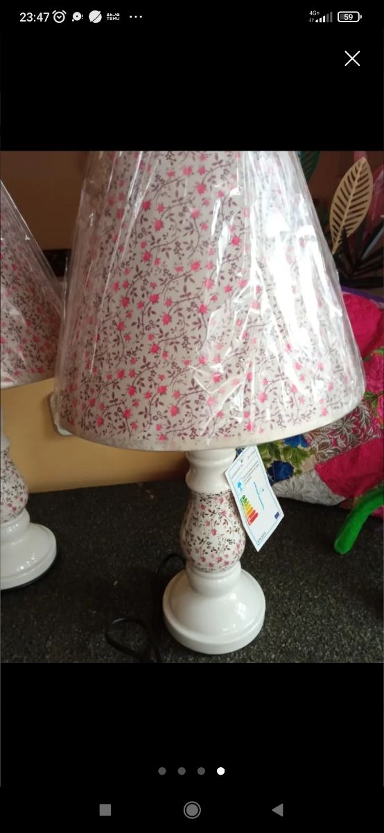 2 Lampade da tavolo - Rosa e Bianco