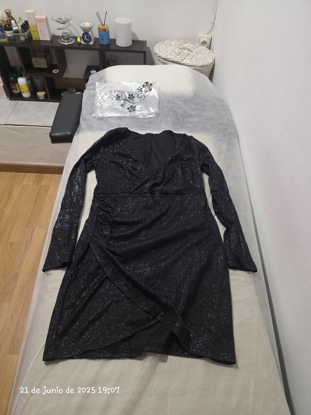 Vestido negro fiesta brillo