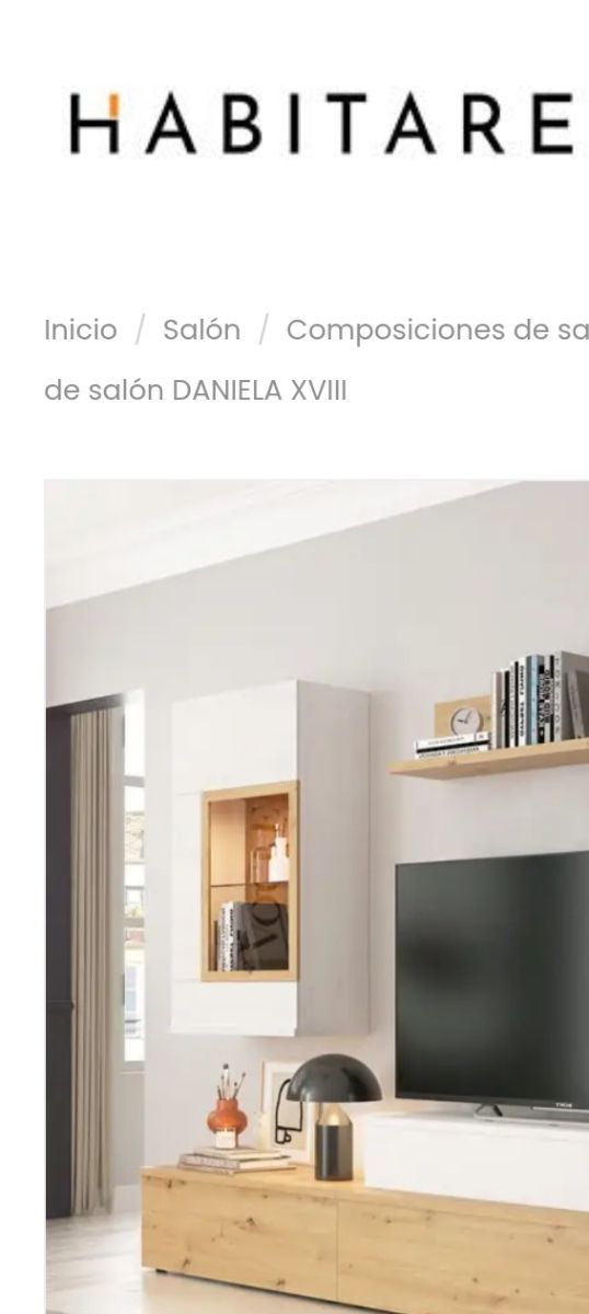 Mueble vitrina salón de HABITARE blanco y madera