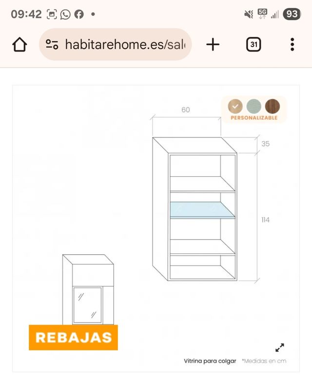 Mueble vitrina salón de HABITARE blanco y madera