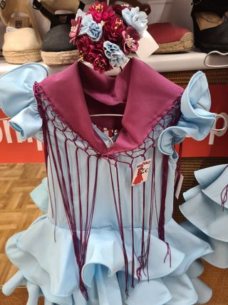 Trajes flamenca niña azul-morado