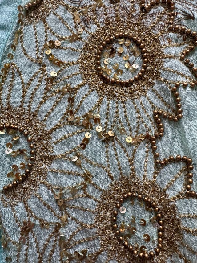 Vestido boho azul bordado