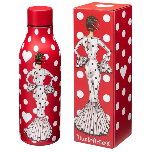 Botella flamenca Illustrarte - roja y negra