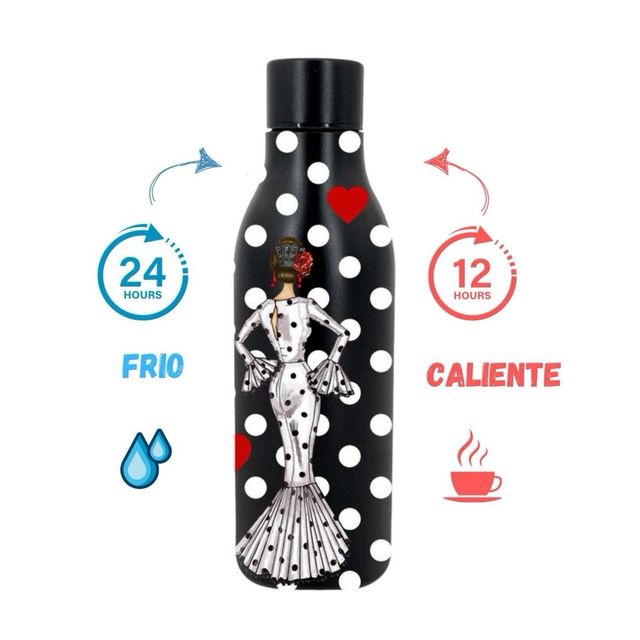 Botella flamenca Illustrarte - roja y negra