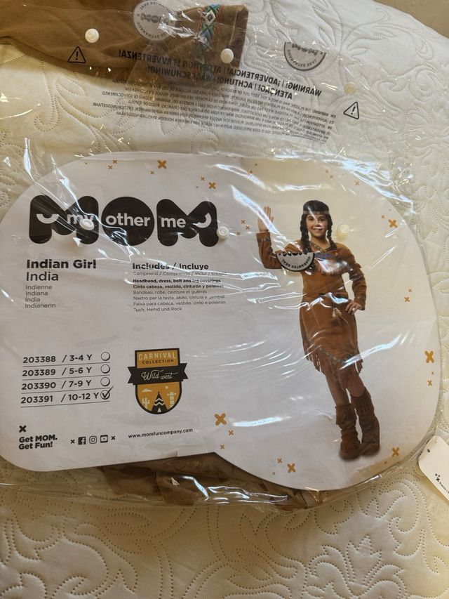Disfraz india niña talla 10-12