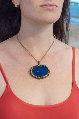 Collar de Macrame con Dije de Piedra Agata Cristal