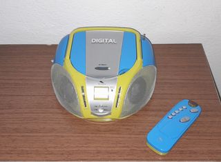 Radio CD Portátil Azul-Amarillo