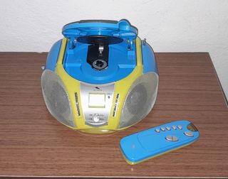 Radio CD Portátil Azul-Amarillo