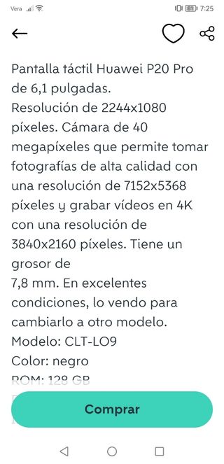 Huawei P20 Pro 128GB - Negro