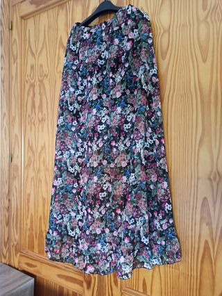 Falda larga estampada multicolor