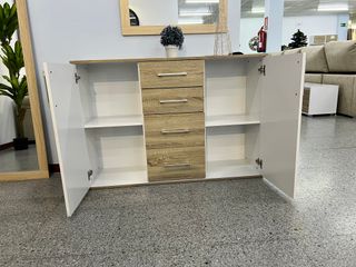 ENVIO + Aparador Cómoda Gris y Blanco