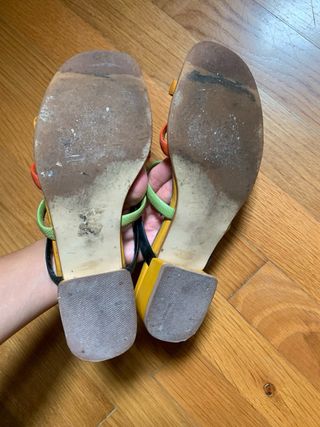 Sandalias piel vintage planas multicolor