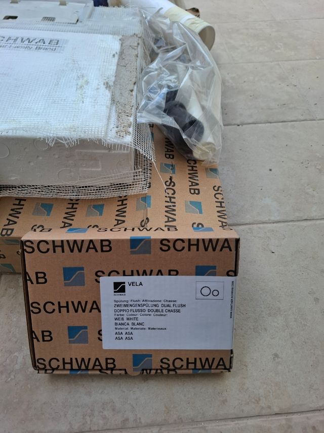 Cassetta wc Schwab +placca+canotto, tutto nuovo