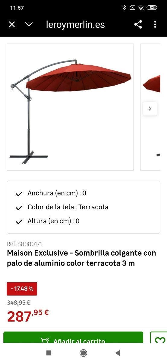 Sombrilla Maison Exclusive 3m