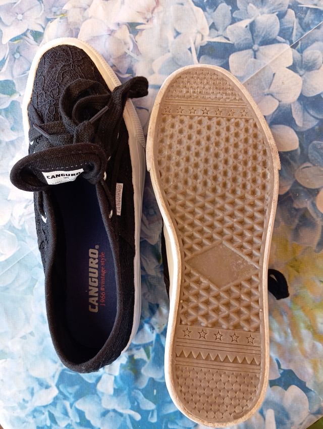 Scarpe Canguro nere in pizzo