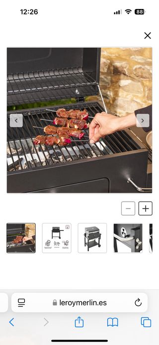 Barbacoa carbón negra 112x65x108cm