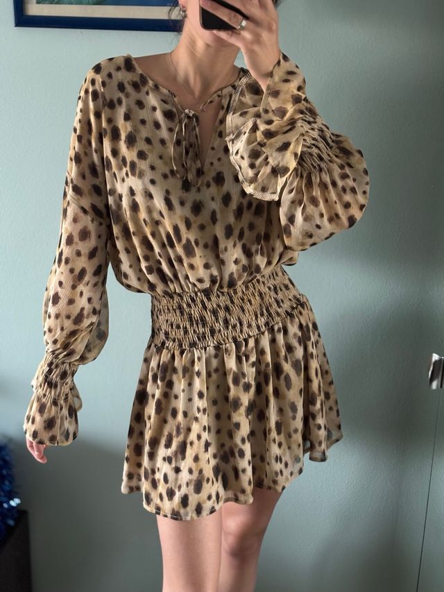 Miniabito Leopardo - Beige e Marrone