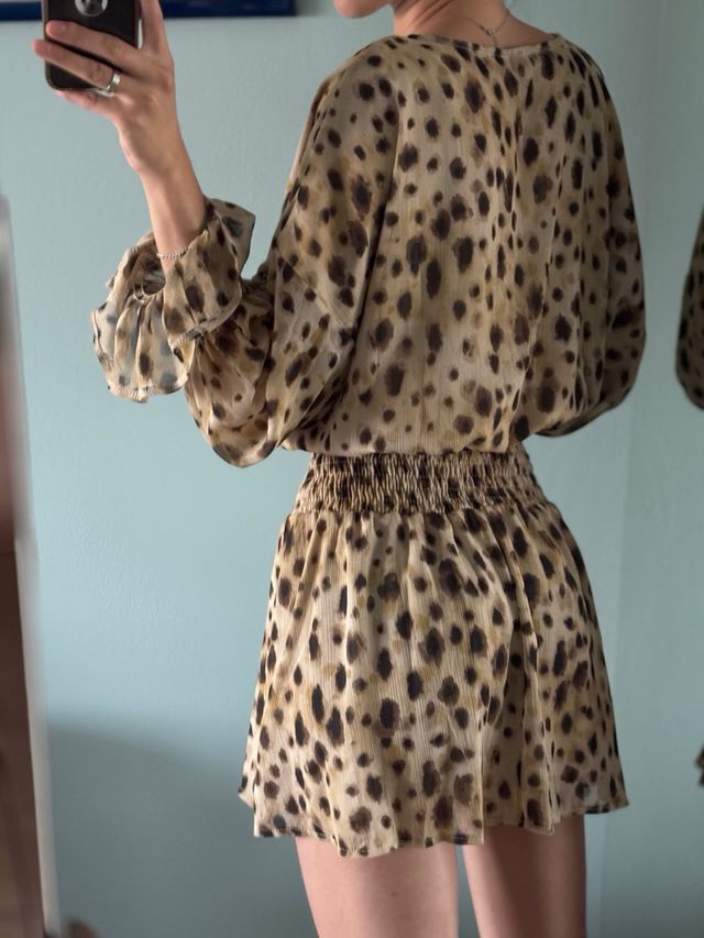 Miniabito Leopardo - Beige e Marrone