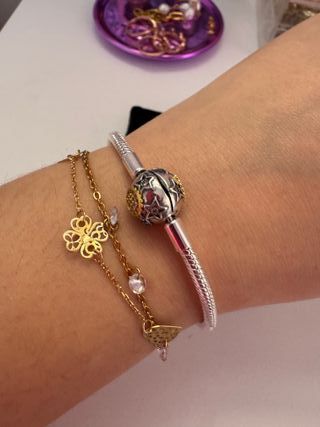 Pulsera plateada compatible con charms cierre 925
