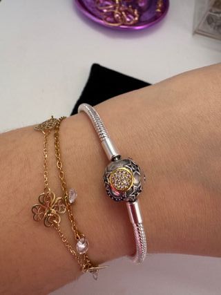 Pulsera plateada compatible con charms cierre 925