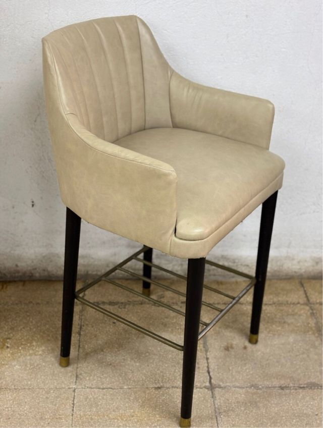 Taburetes piel beige vintage