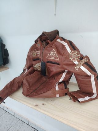 Chaqueta moto cuero marrón talla S DAMA