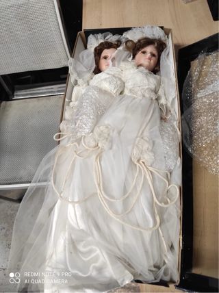2 Muñecas Porcelana Vestido Novia