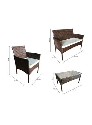 Conjunto jardín mimbre negro