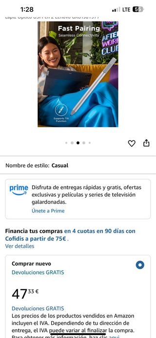 Lápiz Óptico Lenovo USI Pen 2