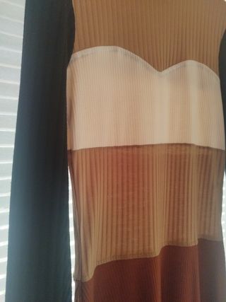 Vestido midi tricolor