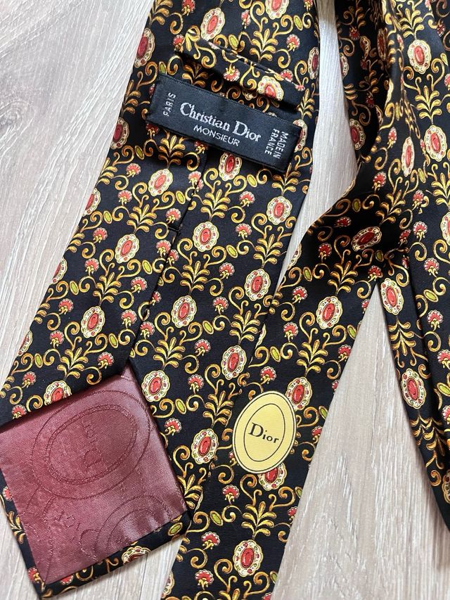 Corbata Christian Dior - Negra y dorada