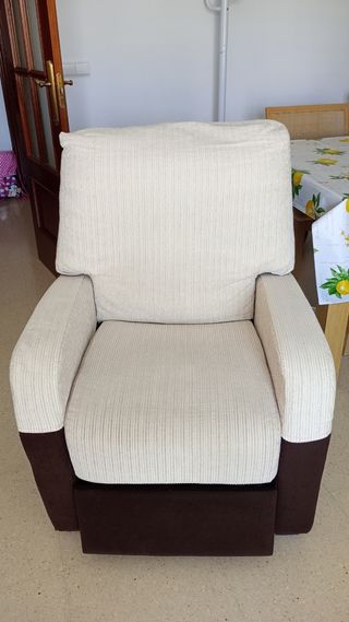Sillón relax beige y marrón